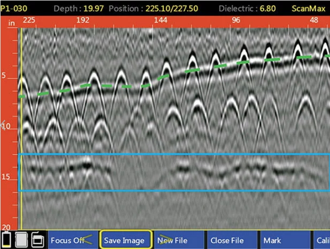 Technician performing GPR concrete scanning